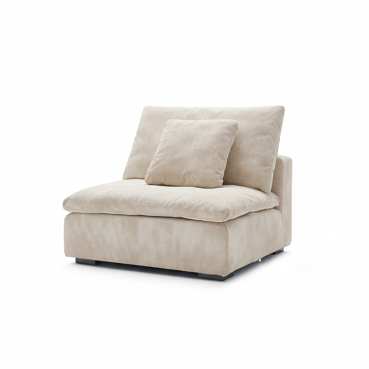 Beige armchair with a pillow on a white background