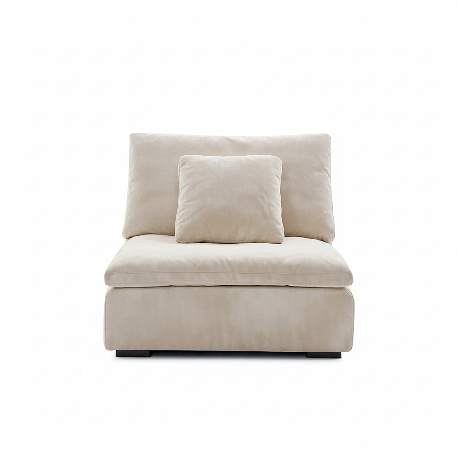 Beige armchair with a pillow on a white background