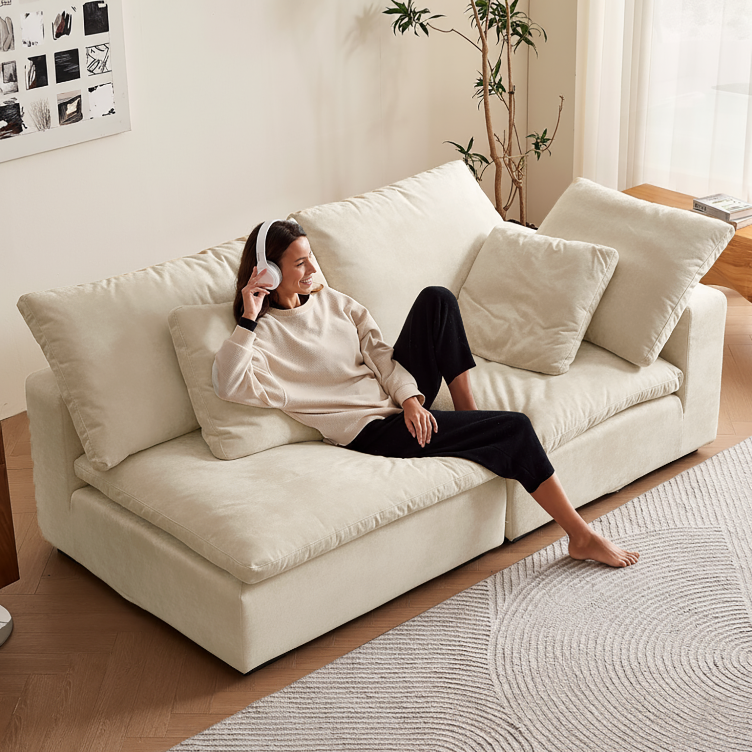 Sectional sofa bed by Mario Capasa, combining functionality with style for multipurpose living room furniture spaces.