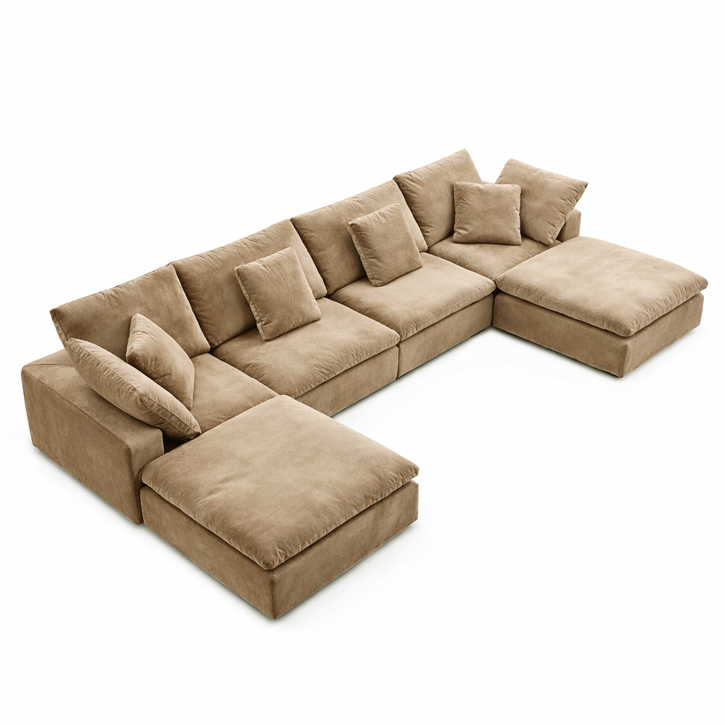 Textural sofa cover in velvet with rich tone, matching modern living room furniture.