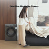 Woman demonstrating how to utilize a machine washable sofa